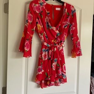 Pink lily floral romper